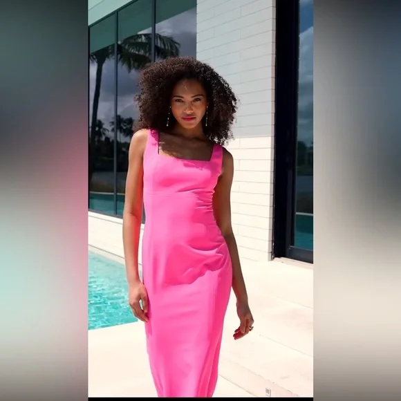 Laundry By Shelli Segal Pink Maxi Dress size 8 lined perfect condition - Picture 7 of 9